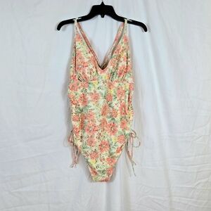 Isabel Maternity Women's Ivory‎ Orange Floral One-Piece Maternity Swimsuit Large